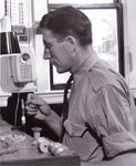 Wallace Doak tying flies - April 1950
