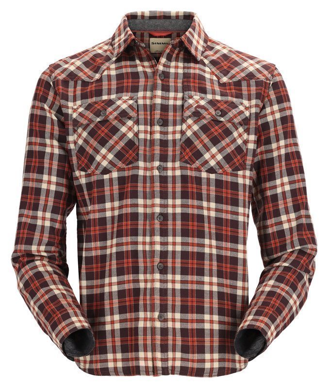 Simms Santee Flannel Shirt - Mahogany/Tan Camp Plaid