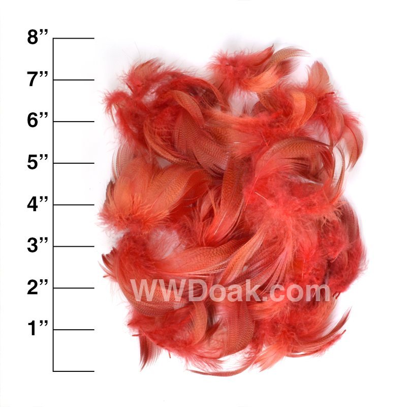 Grey Mallard Flank - Dyed - Fluorescent Red