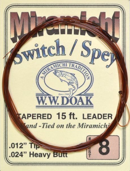 Miramichi Chameleon "Hand Tied" Tapered Spey/Switch Leader - 15 ft - 8 lb.